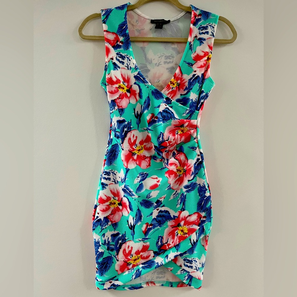 Womens bodycon floral dress XS